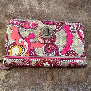 Vera Bradley Paisley Meets Plaid Turnlock Wallet